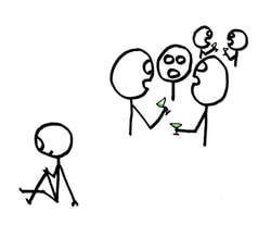 Being alone at a party - alienated from a group - social anxiety example