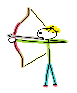 Archery Stickman is a fun and attractive hand drawn design showing an archer with bow and arrow. A cool representation for fans of the sport.
