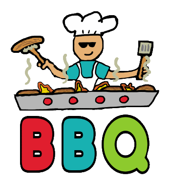 Barbecue Cookout BBQ design features a barbecue chef standing behind the grill cooking up some treats. For grill masters and fans of outdoor cooking.