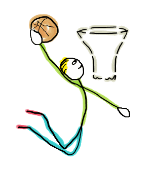 Basketball Playing Stickman is a fun hand-drawn design showing a player leaping to make a basket. Cool, minimalist art in motion.