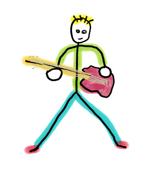 Bass Guitar Stickman is a fun hand drawn image showing a stick figure playing their instrument with style. For bass guitarists (bassists) and music fans.