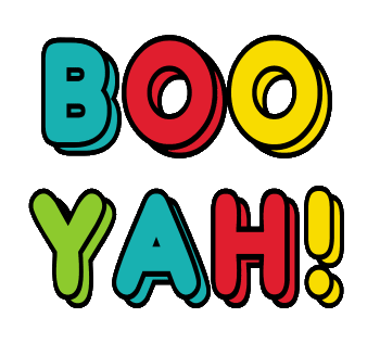 Booyah! A reason to celebrate. Enjoy that pleasurable feeling with this large lettered, colorful Booyah! design.  Booyah!