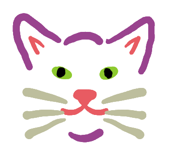 Cat Face is a simple fun line drawing of a cat's face. The essentials are there - ears, eyes, nose, mouth and whiskers. Everything except the cat.