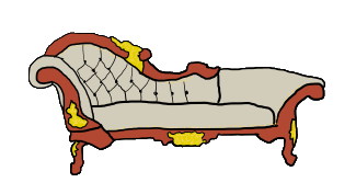 Chaise Longue is a simple hand drawn illustration of this luxurious lounging sofa.