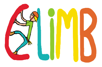 Climb is a fun climbing design featuring a rock climber clambering up the letter 