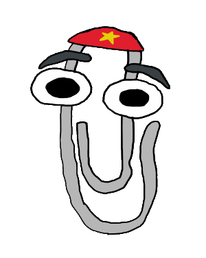 Clippy the Rebel shows Clippy wearing a red hat with a gold star, a symbol of pride and revolution.  Say no with Clippy!