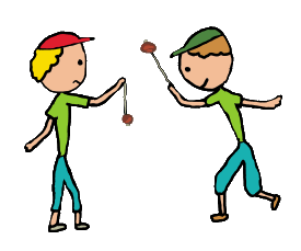 Schoolboys playing conkers