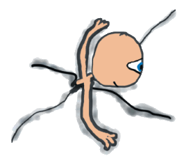 Stickman crawls out of page