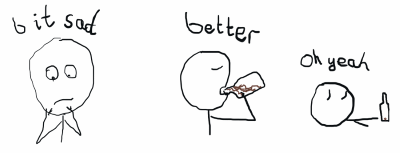 Drinking - drawn in the style of Ruby Etc