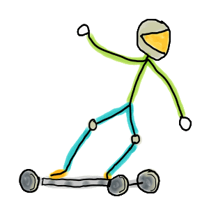 Esk8 Stickman is a fun hand-drawn design featuring an e-skate being ridden at high speeds by an expert. For electric skateboard fans and riders.