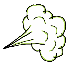 A cartoon fart cloud in a simple graphic style.  Perfectly clear what it is. Brighten up any occasion with cheerful fart image.