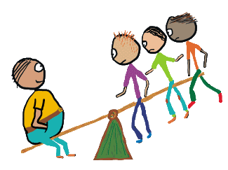 A fun cartoon shows a fat guy at one end of the seesaw weighing down three slim guys at the other end.