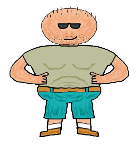 Fat Guy design shows a happy cool fat man owning their weight. Yes, it's me and I am on the large side. So what, is the message. Fun graphic for fat people, and slim ones too I suppose.