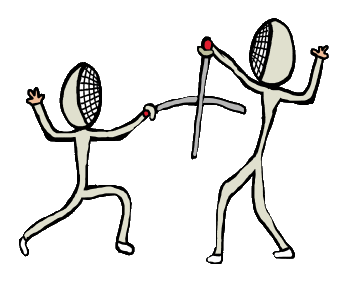 Fencing stick figures