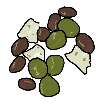 Feta cheese and olives - is there anything finer?  A tasty drawing of some feta and olives.