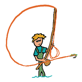 Fly fishing - casting a fly towards a trout.