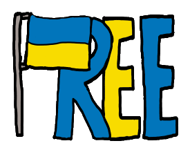 Free Ukraine design shows the word 