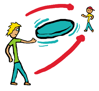 Frisbee Flying Disc shows two friends playing in a fun design.