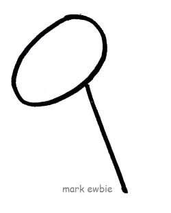 An oval giraffe head added to a stick neck