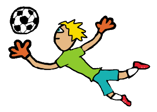 A soccer goalkeeper leaps off the ground at full stretch to stop the attacking side scoring a goal. Goalkeeping graphic for football fans and goalies.