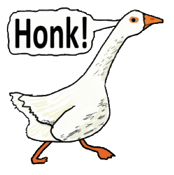 Funny Goose Honk shows a goose stepping out with Honk! speech caption. For fans of geese and their honking.