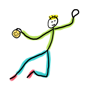 Handball Stickman leaps to throw the ball in this fun hand-drawn design for fans and players.