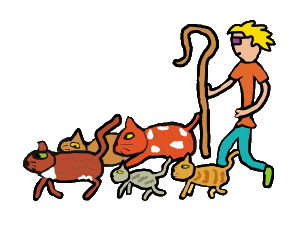 Shepherd and cats in herding cats expression design