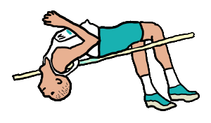 High jump shows an athletic high jumper clearing the bar in a new world record attempt - fun design for fans of high jumping.