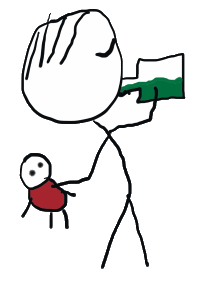 Hoorah for gin - mother drinks gin while holding baby