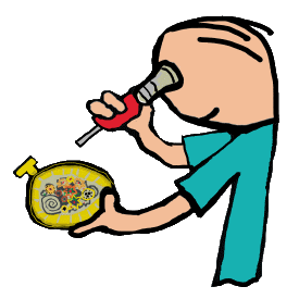 Horology hobby design shows a horologist studying the inside mechanism of a pocket watch