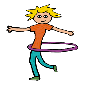 Hula hoop design shows hooper swinging hoop around. Fun design for hula hooping fans.