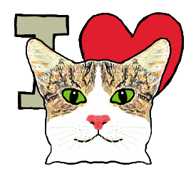 I Love Cats is for unashamed cat lovers. A cool hand drawn cat face smiling in front of a large 