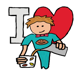 I Love Coffee design shows a happy barista pouring a delicious cup of freshly made coffee. A fun graphic for fans of morning, and anytime, coffee.