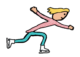 Ice skating graphic shows skater at full speed on the ice. Arms and legs in motion - fun action image for ice skaters and speed skating fans.