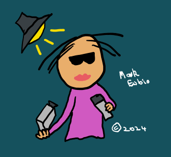 Drawing of an influencer using camera and mic