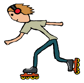 Inline skating stick figure at speed