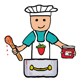 Jam making is a fine hobby - making delicious homemade jam from fruit.  At the right time in the season get cooking with this fun design featuring an expert jam and preserve maker with apron, jam spoon and saucepan.  For preserve making and canning fans!