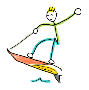 Jetboard Stickman blasts across the water - one hand on the throttle, body balanced in motion. This fun, hand-drawn design captures the thrill of powered surfing with bold lines and playful energy.