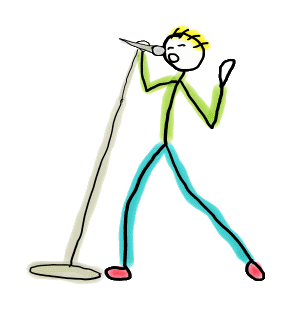 Karaoke Singing Stickman is a fun hand-drawn design showing an amateur singer giving it their all on stage.