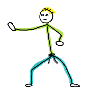 Karate Stickman is a fun hand drawn design featuring a black belt wearing stick figure holding a pose.