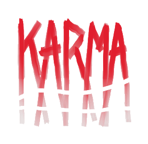 Karma design features the word. Hand drawn with style, celebrating karma in all it's forms. Want some karma with that?