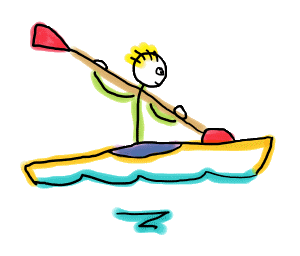 Kayaking Stickman is a fun hand drawn design featuring a cool kayaker holding paddle high as they navigate through fast water.