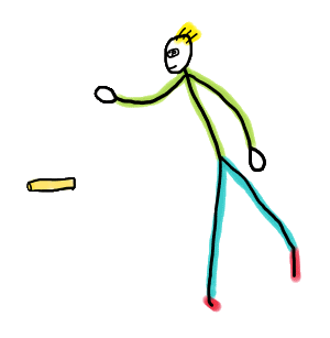 Kubb Playing Stickman is a fun hand-drawn design featuring an expert kubb player releasing his wooden baton towards the target with style and concentration.