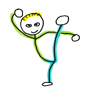 A fun hand drawn Kung Fu Stickman design features a master ready to teach some apprentices a valuable lesson.