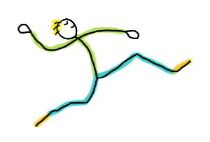A fun hand-drawn Long Jump Stickman is pictured in md-air leap as he aims for a new personal best. Art, motion and style in a cool long jumping themed design.