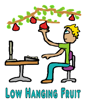 office worker picking low-hanging fruit