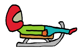 Luge design with stick figure luger laying back