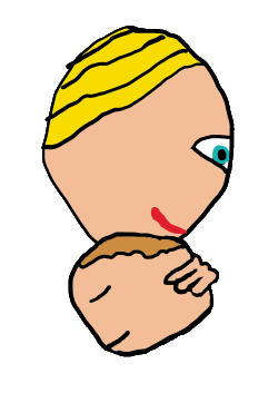 Stick woman mother gently holds baby child close