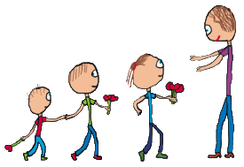 Children bring flowers for Mother's DayPicture