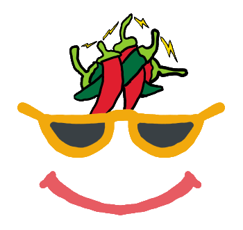 Neurospicy design features a smile, a pair of shades and a brain made of chili peppers firing messages between the stems. That's spicy!  No need for labels.